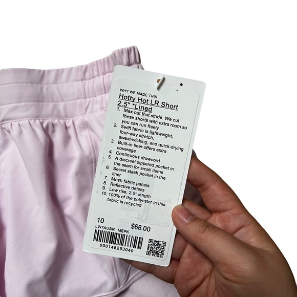 Lululemon Hotty Hot Low-Rise Lined Shorts 2.5" Meadowsweet Pink Size 10 New - Picture 5 of 5